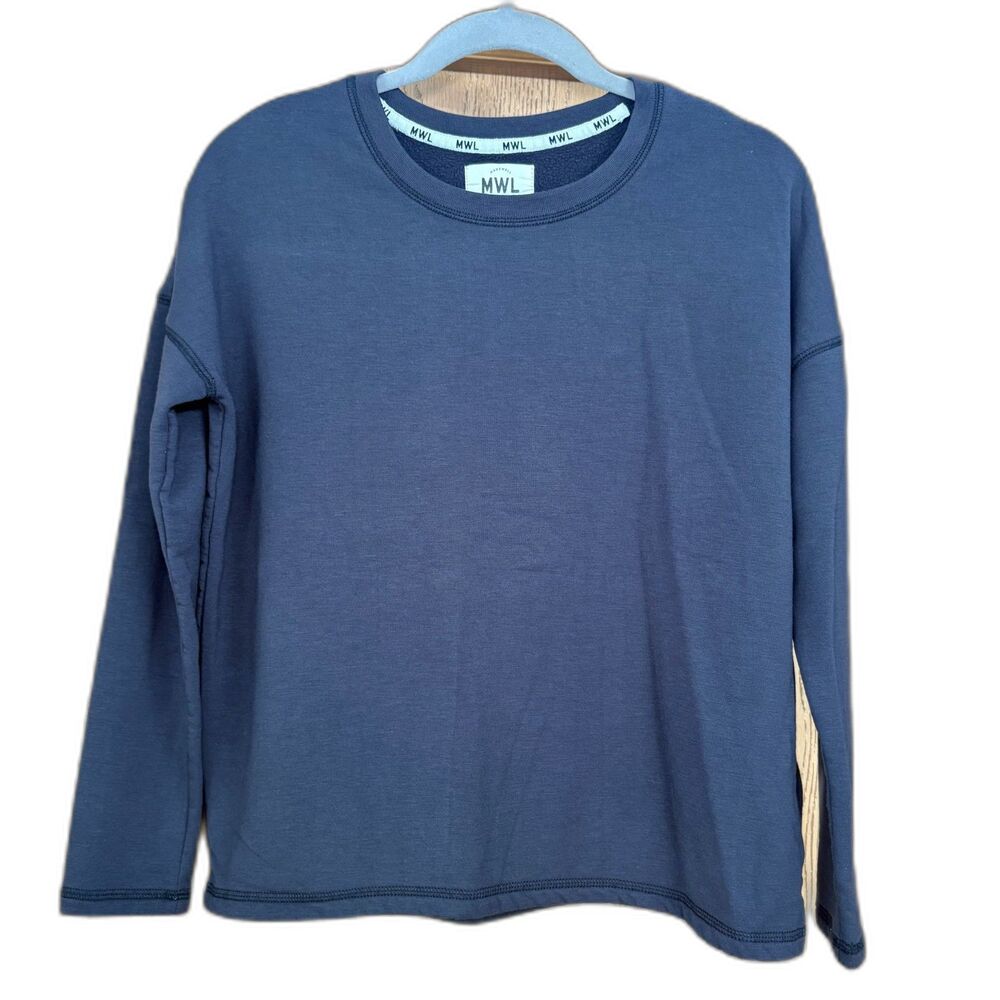 Madewell MWL Superbrushed Contrast Stitched Easygoing Sweatshirt Navy Blue XXS